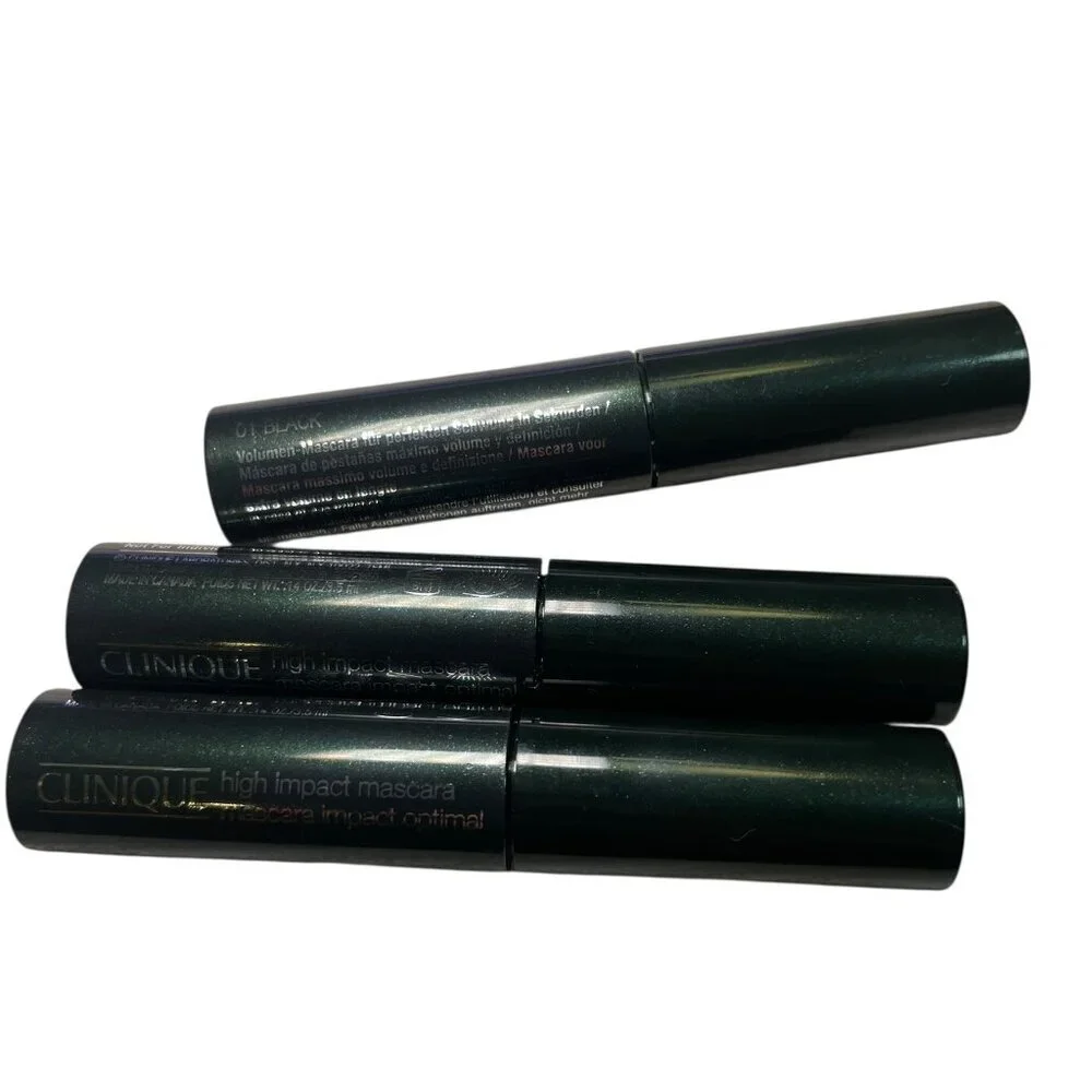 Clinique High Impact Mascara Bundle (3x .14 oz) + Cosmetic Bag | New